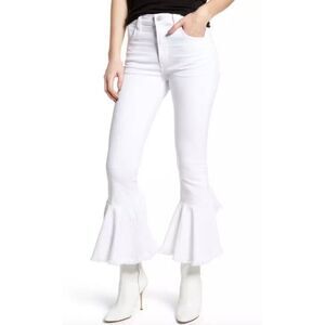 Citizens Of Humanity Drew Flounce Ruffle Flare High Rise White Jeans Sz 26